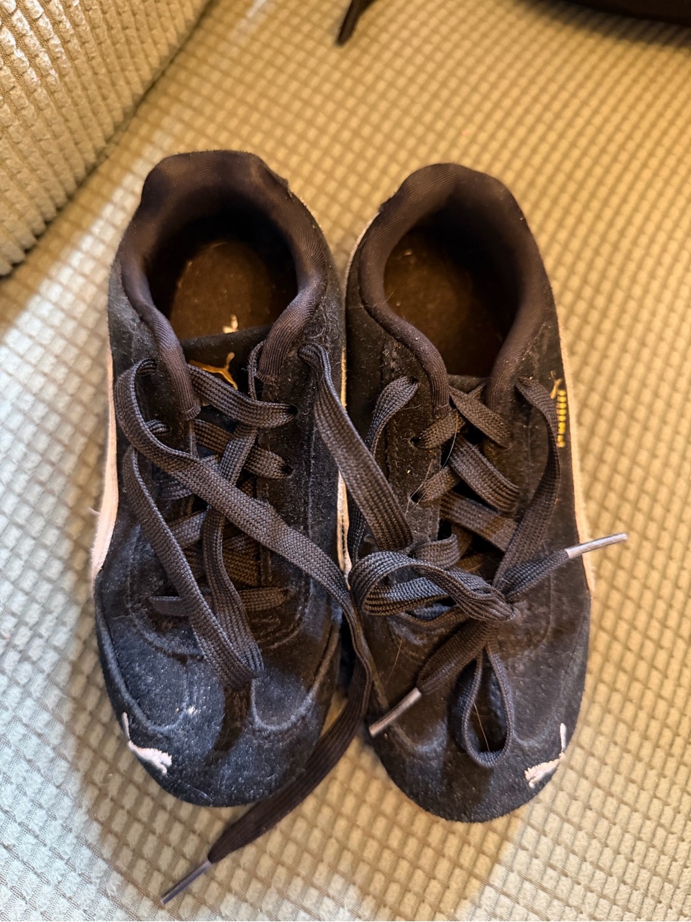 Puma Kids Black Sneakers with White Accents